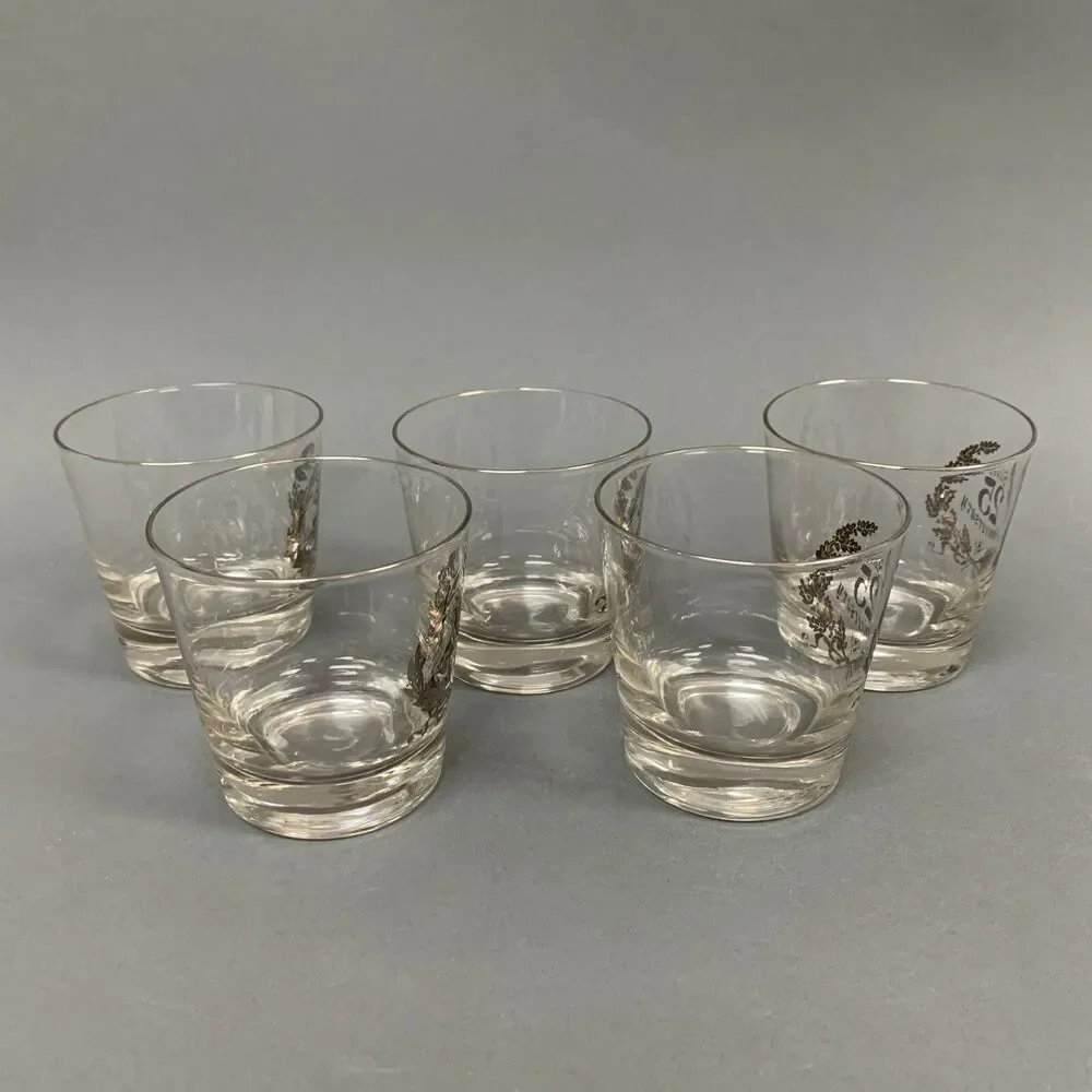 25th Silver Anniversary Old Fashion Clear Glasses Platinum 3 5/8